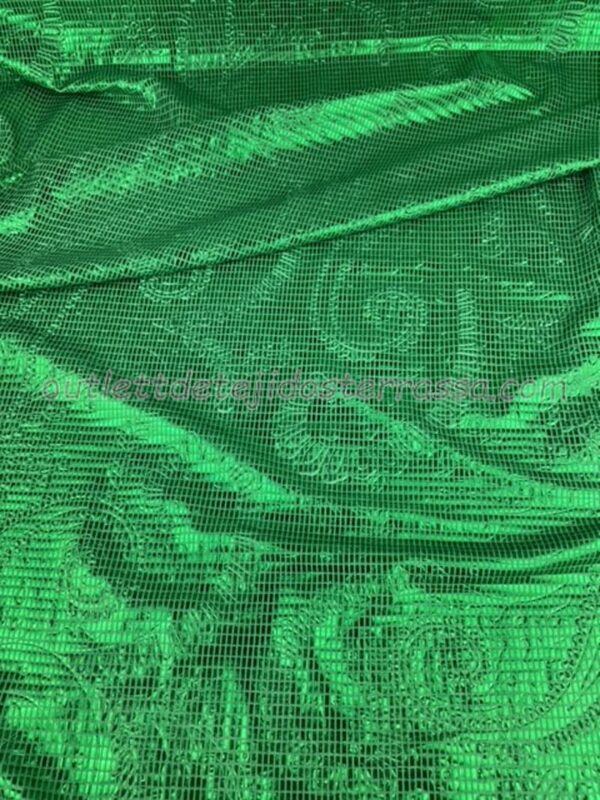 Punto lycra cuadritos cachemir verde - Imagen 3