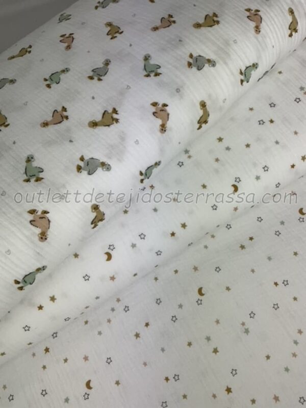 Muselina estampada Patos y Estrellas - Imagen 3