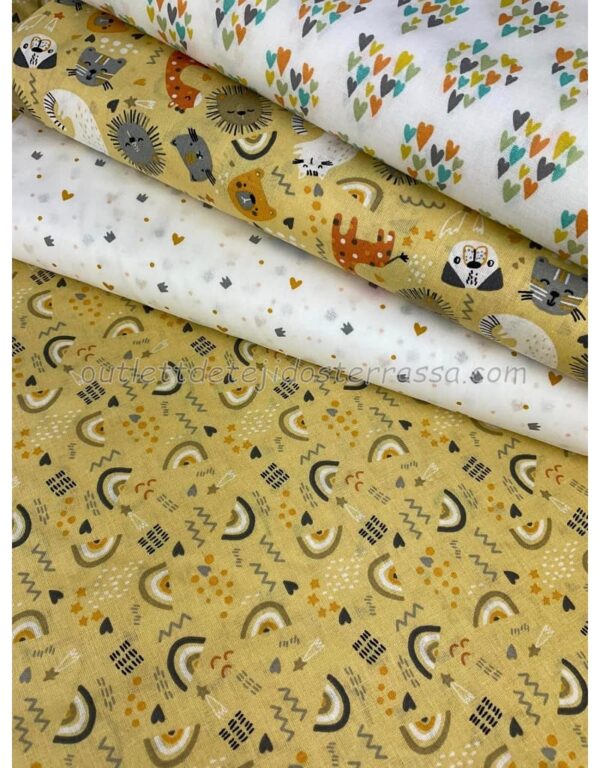 Algodón estampado Jirafas corazones - Imagen 4