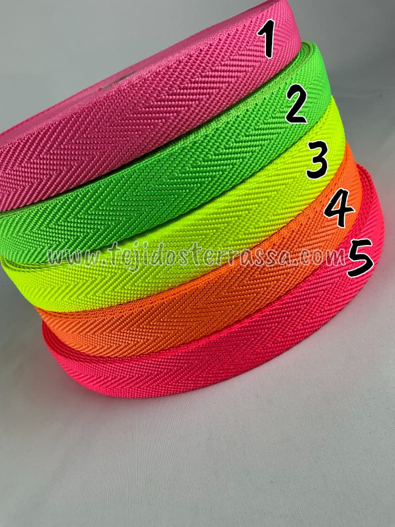 Cinta espiga 3 cms Colores Flúor