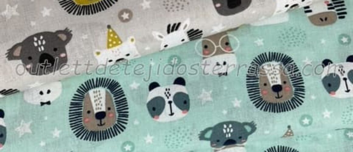 Algodón estampado Leones y Jirafas