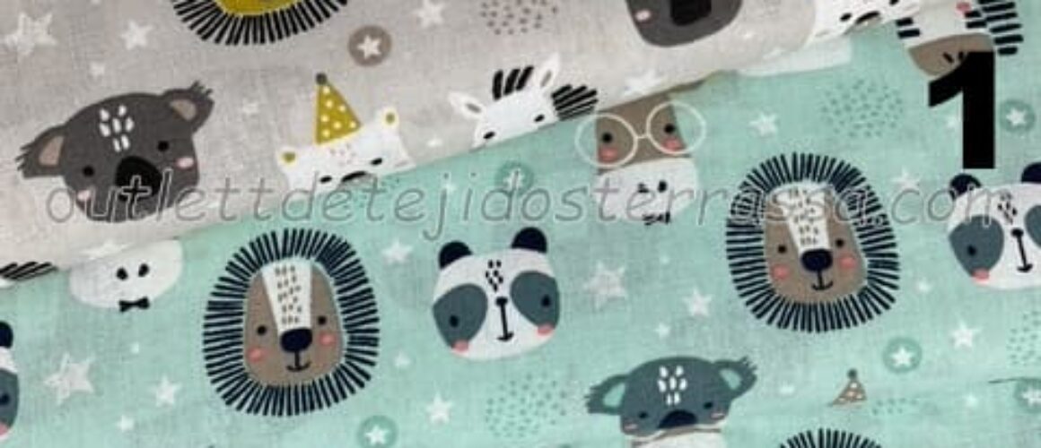Algodón estampado Leones y Jirafas