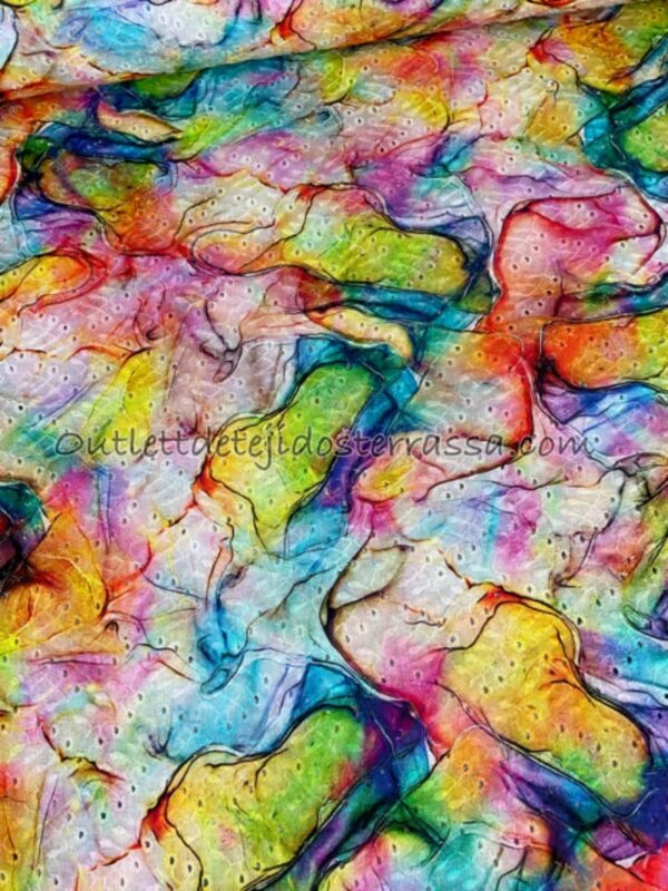 Batista perforada y estampada Aguas colores - Imagen 3
