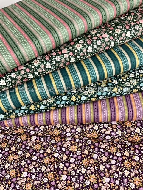 Algodón estampado Liberty y Rayas