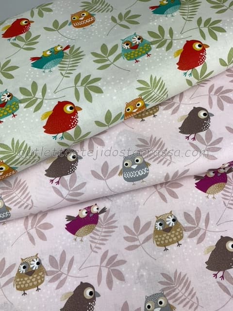 Algodón estampado Búhos