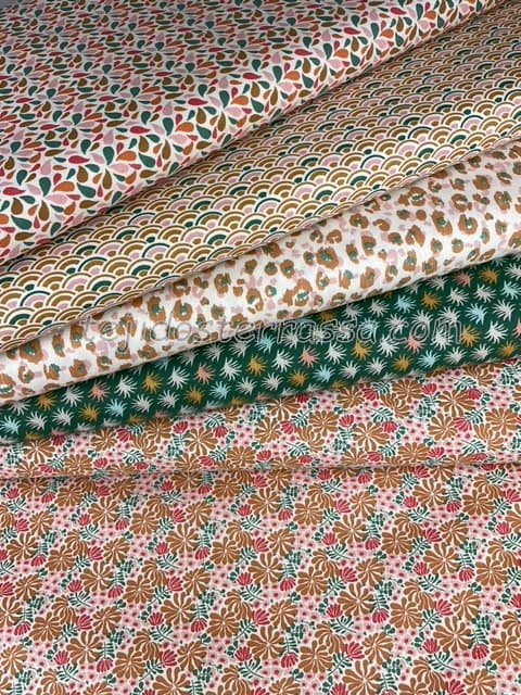 Algodón estampado Colección rosas y verdes