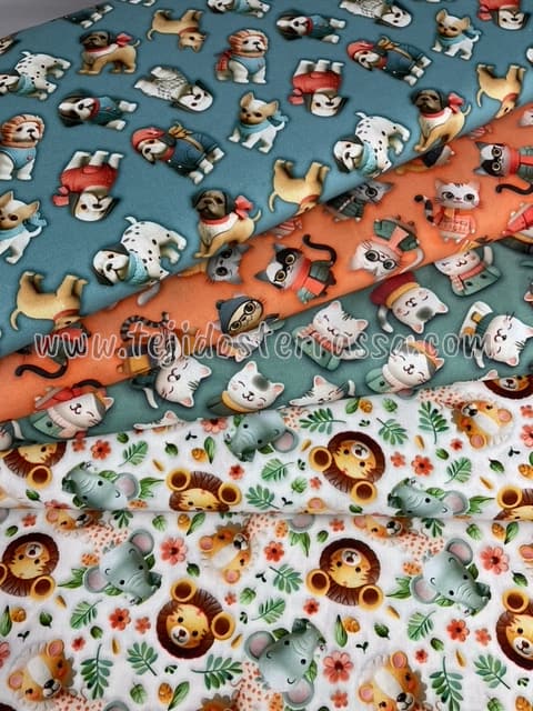 Algodón estampado 3D Animales