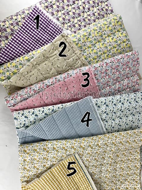 Florecitas/Vichy Algodón estampado Acolchado Reversible trozos