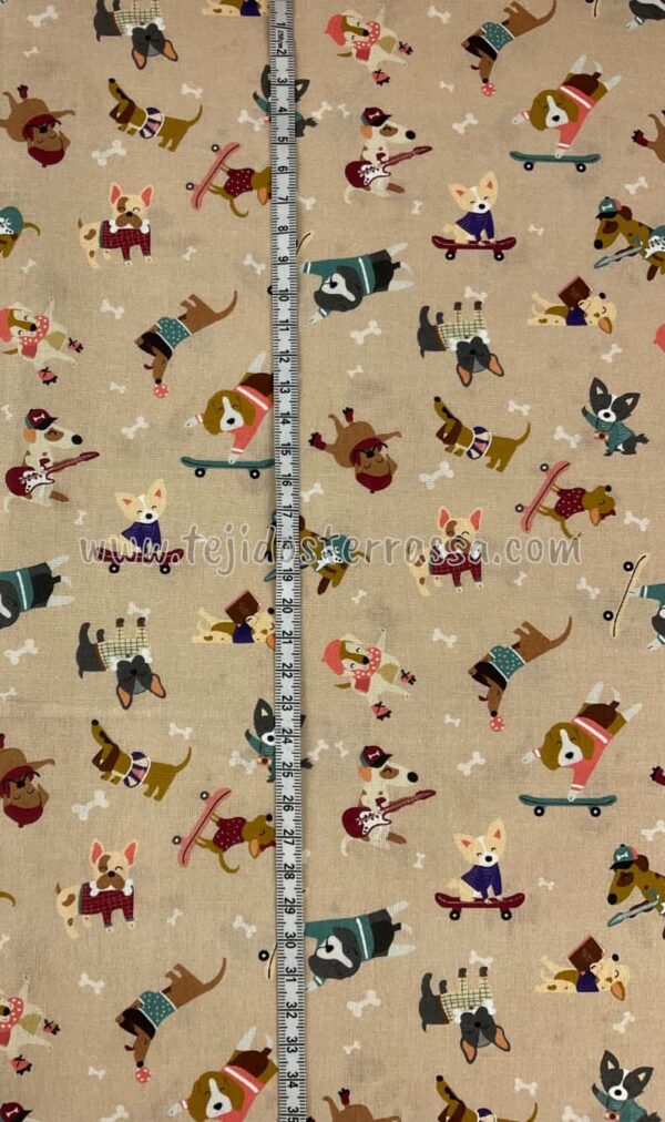 Algodón estampado Perritos tostado - Imagen 4