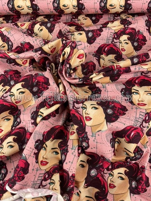 Punto Camiseta estamp. Chicas fondo rosa