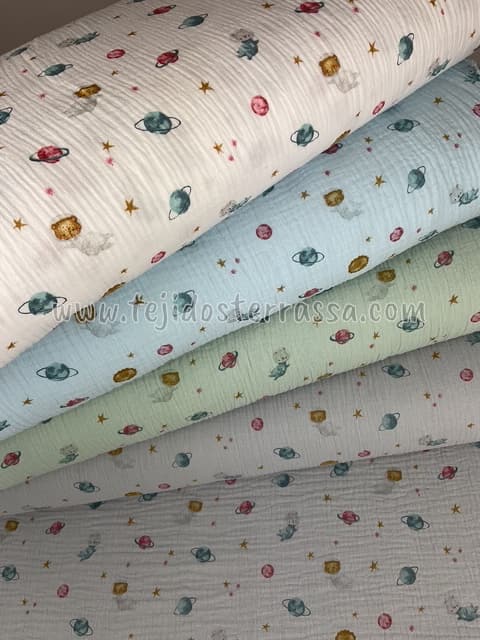 Muselina estampada Planetas