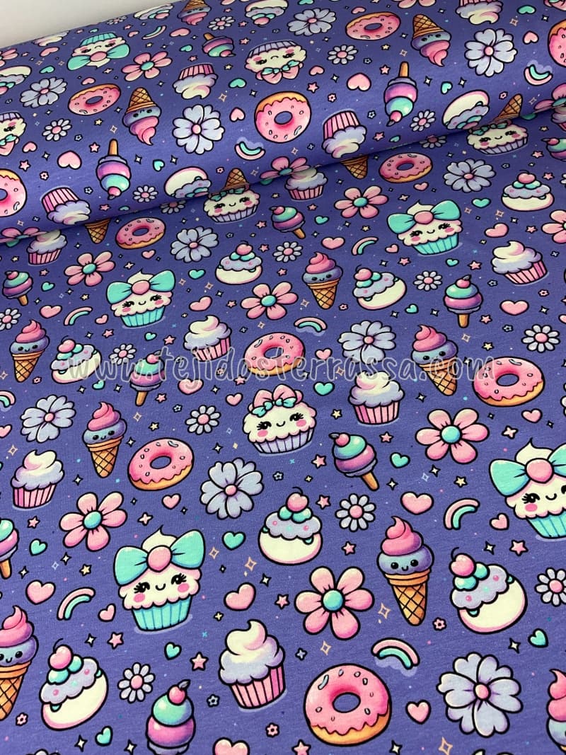 Punto Camiseta estamp. Magdalenas/Donuts