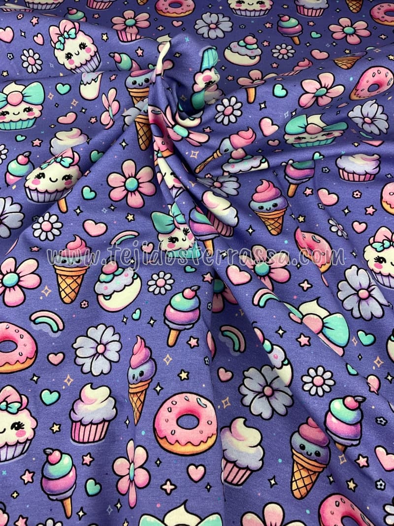 Punto Camiseta estamp. Magdalenas/Donuts
