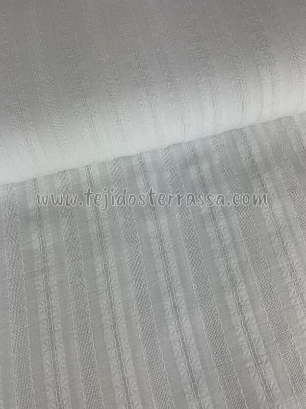 Batista bordada / perforada blanco - Imagen 2