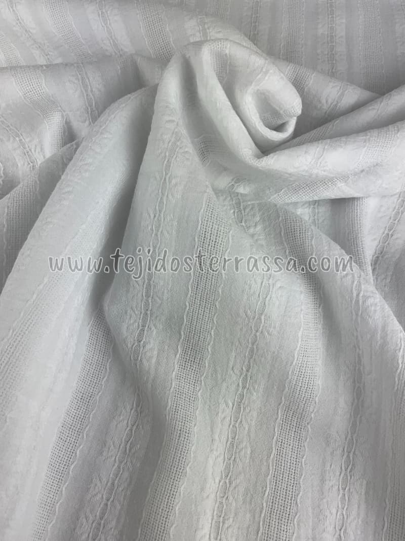 Batista bordada / perforada blanco