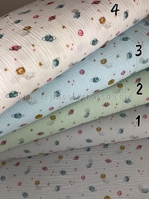 Muselina estampada Planetas