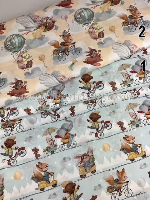 Algodón estampado (popelin) Bicis y Vespas