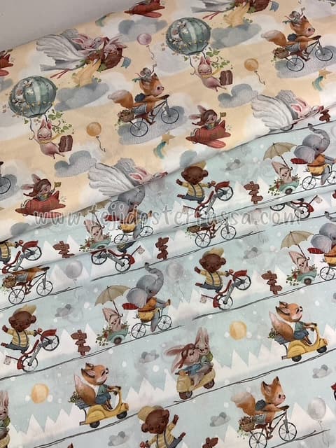 Algodón estampado (popelin) Bicis y Vespas