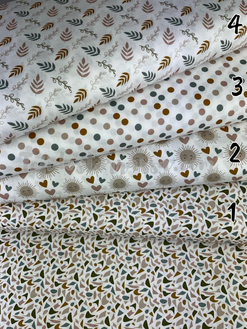 Algodón estampado (popelin) Soles y Hojas