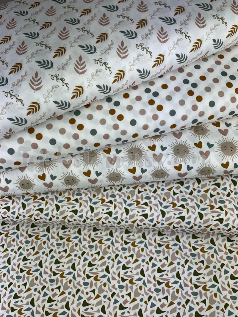 Algodón estampado (popelin) Soles y Hojas
