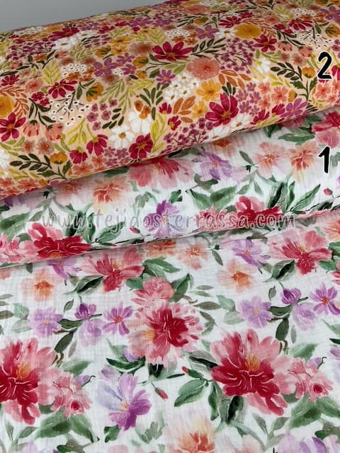 Muselina estampada Flores