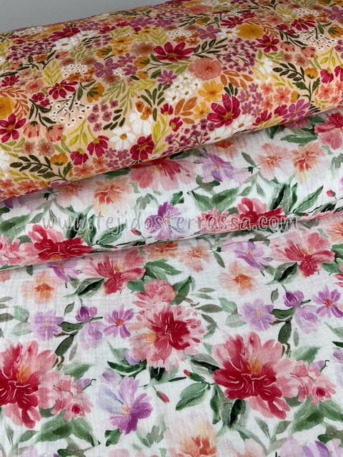 Muselina estampada Flores