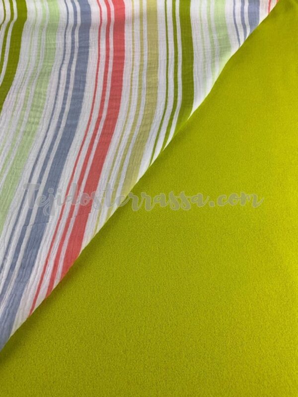 Muselina estampada Rayas + Rizo fino colores - Imagen 7