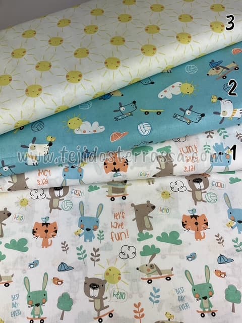 Algodón estampado (popelin) Soles / Perritos