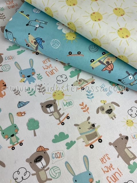 Algodón estampado (popelin) Soles / Perritos