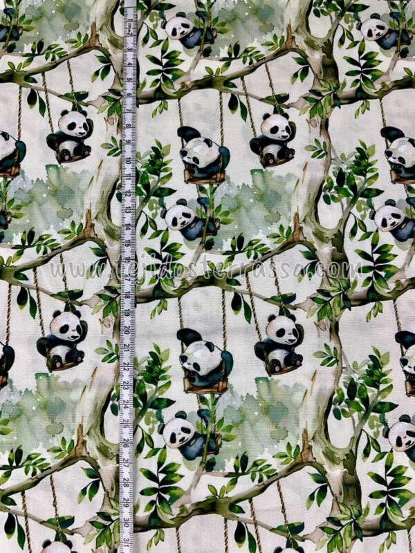 Algodón estampado (popelin) Oso panda - Imagen 3