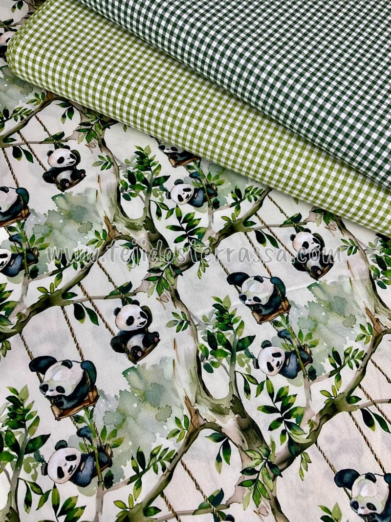 Algodón estampado (popelin) Oso panda