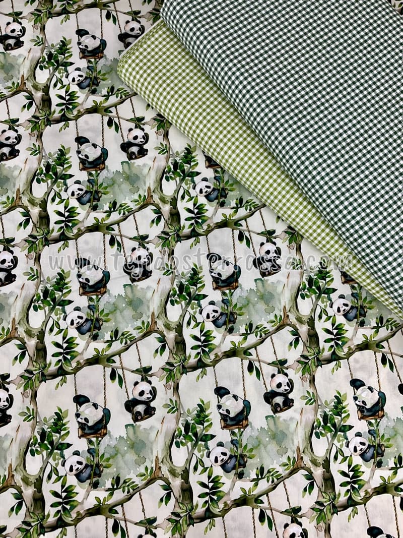 Algodón estampado (popelin) Oso panda