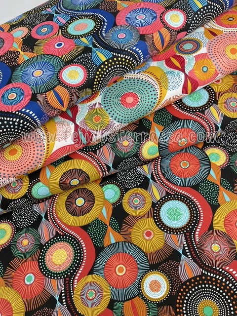 Algodón estampado (popelin) Cículos colores