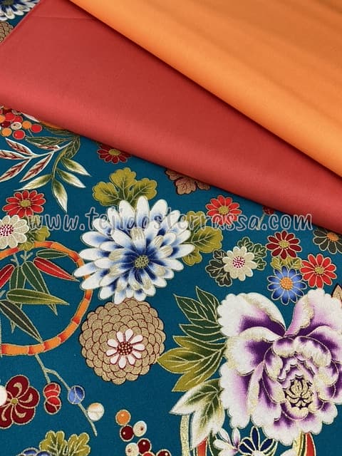 Algodón estampado (popelin) Flores Japonesas