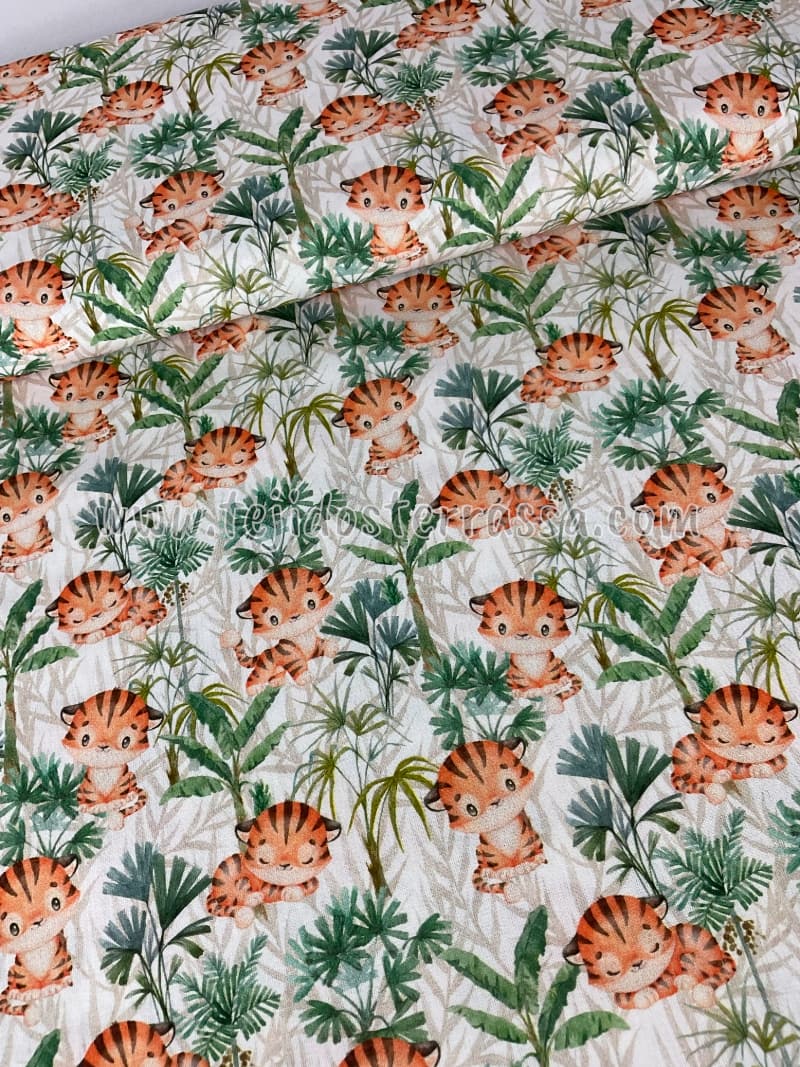Algodón estampado (popelin) Tigres