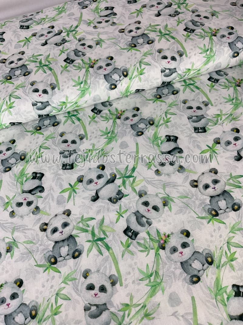 Algodón estampado (popelin) Oso panda