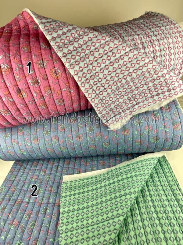 Muselina estamp. acolchada reversible Florecitas
