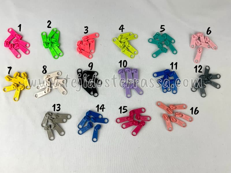 Cursor a juego con Cremallera continua nylon malla 5 mm.