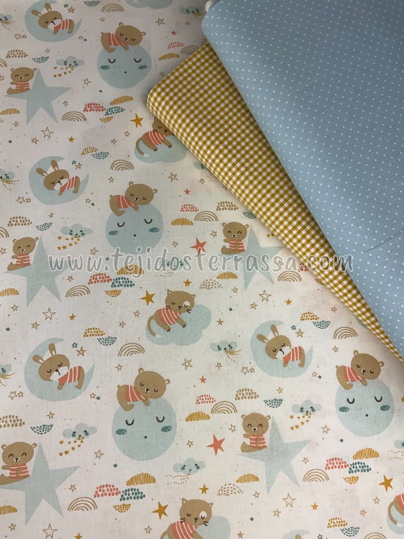 Algodón estampado Gatitos nubes
