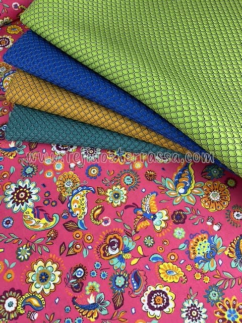 Algodón estampado Cachemir y Flores