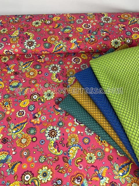 Algodón estampado Cachemir y Flores