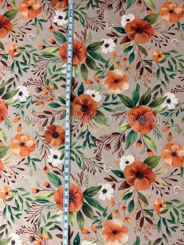 Algodón estampado Flores camel - Imagen 4