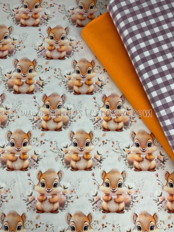 Algodón estampado Ardilla