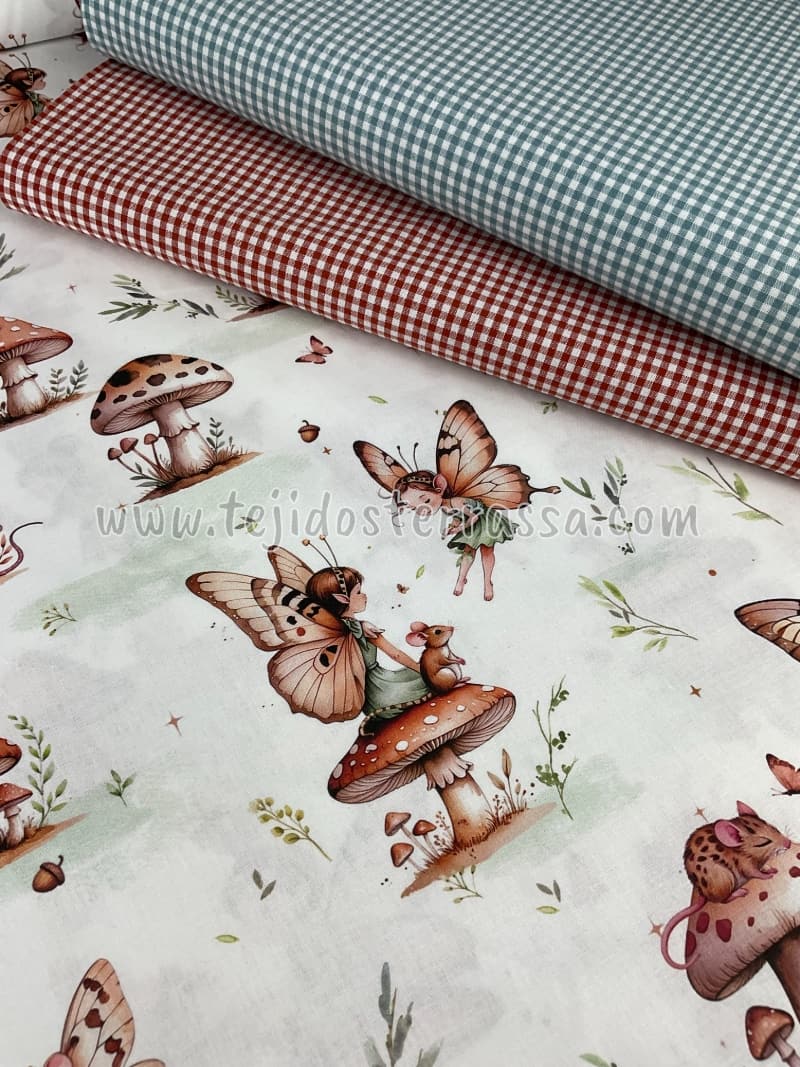 Algodón estampado Hadas y Setas