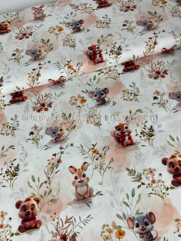 Algodón estampado Ratoncitos, Conejitos y Ositos - Imagen 3