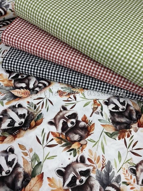 Algodón estampado Mapaches