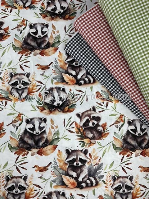 Algodón estampado Mapaches