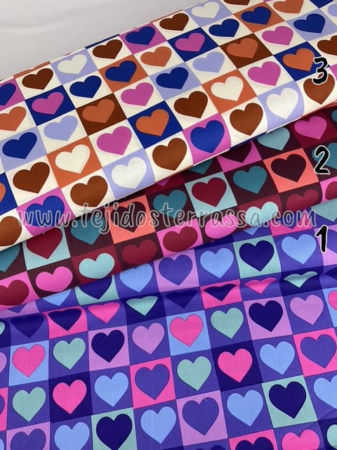 Algodón estampado Corazones