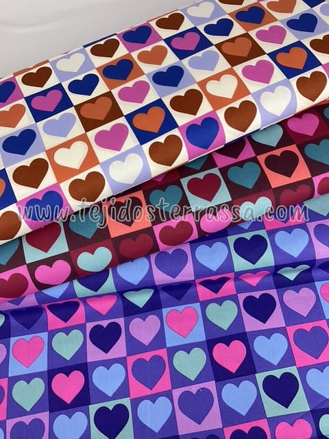 Algodón estampado Corazones