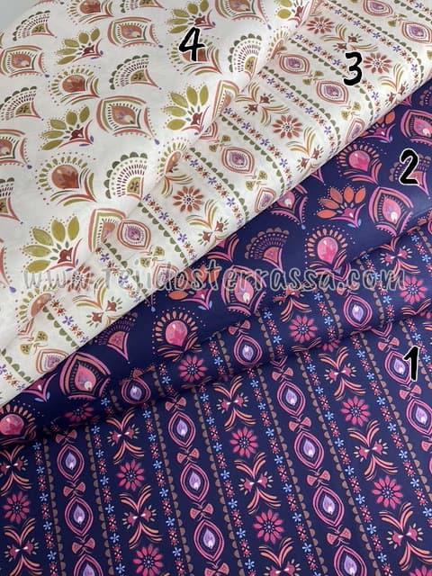 Algodón estampado Rayas y Abanicos